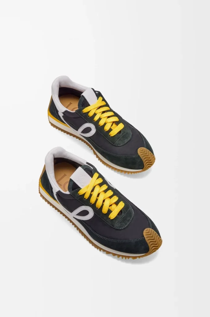 Flow Runner 2.0 in nylon and suede Black/White/Khaki Flow Runner 2.0 in nylon and suede Black/White/Khaki
