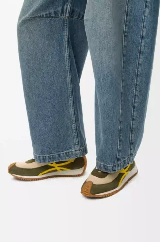 Flow Runner 2.0 in nylon and suede Cream/Yellow/Olive Green