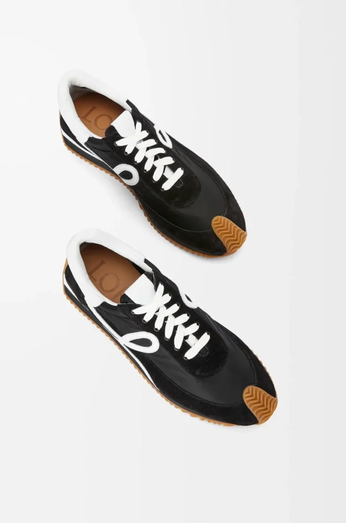 Flow Runner in nylon and suede Black/White Flow Runner in nylon and suede Black/White