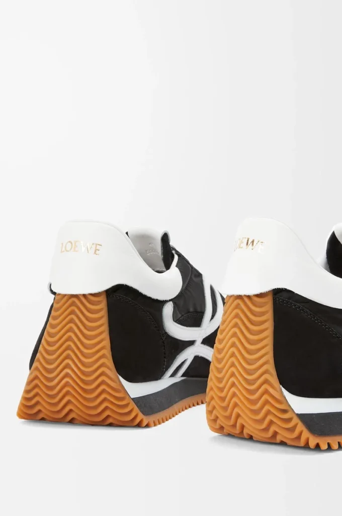 Flow Runner in nylon and suede Black/White Flow Runner in nylon and suede Black/White