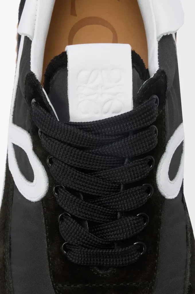 Flow Runner in nylon and suede Black/White Flow Runner in nylon and suede Black/White