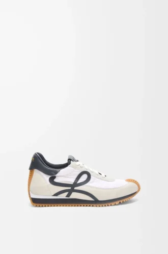 Flow Runner in nylon and suede Blue Anthracite/White