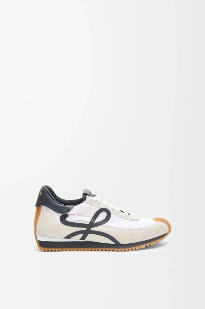 Flow Runner in nylon and suede Blue Anthracite/White