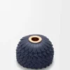 Flower charm in calfskin Navy Blue Flower charm in calfskin Navy Blue