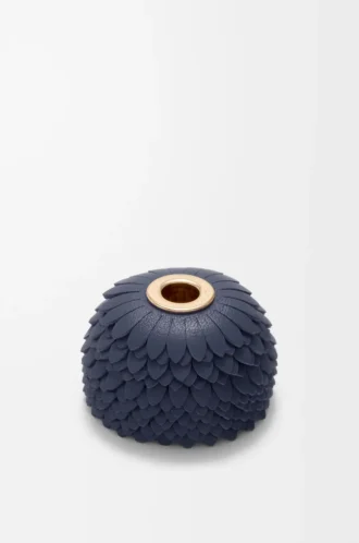 Flower charm in calfskin Navy Blue