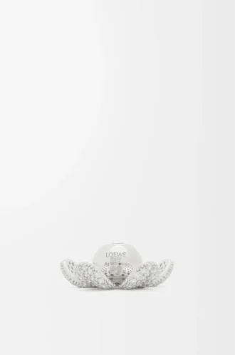 Flower Hat pendant in sterling silver and crystals Silver/White