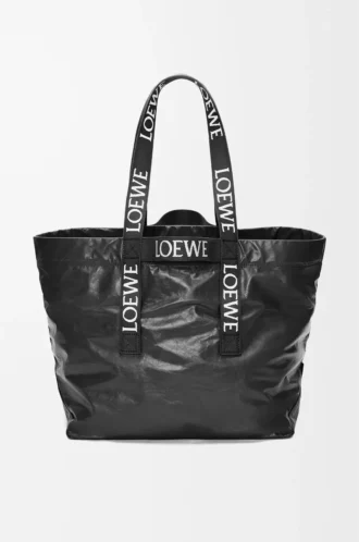 Fold shopper in paper calfskin Black