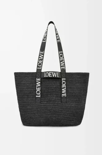 Fold Shopper in raffia Black
