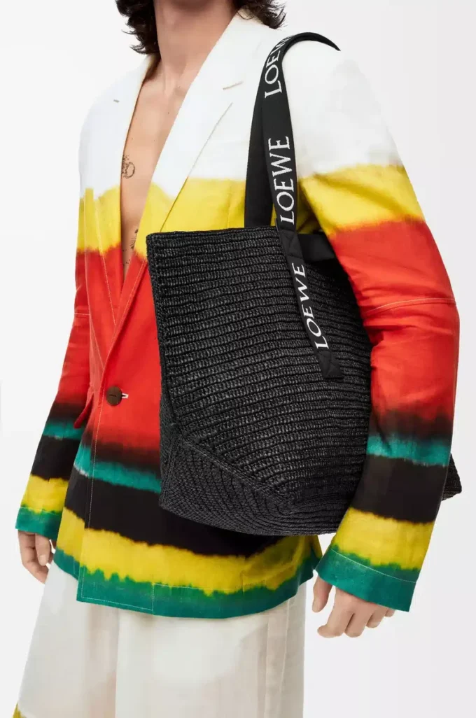Fold Shopper in raffia Black Fold Shopper in raffia Black