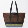 Fold Shopper in raffia Brown/Multicolor