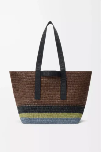 Fold Shopper in raffia Brown/Multicolor