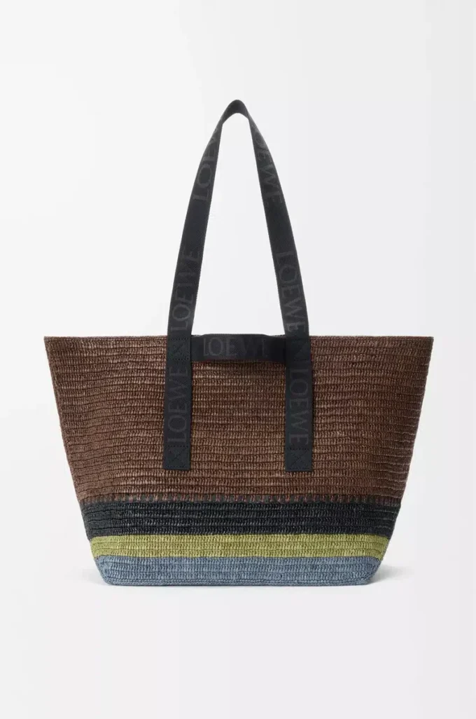 Fold Shopper in raffia Brown/Multicolor