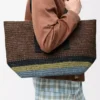Fold Shopper in raffia Brown/Multicolor