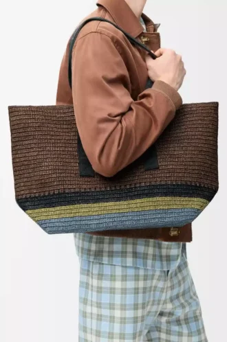 Fold Shopper in raffia Brown/Multicolor