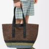 Fold Shopper in raffia Brown/Multicolor