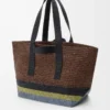 Fold Shopper in raffia Brown/Multicolor