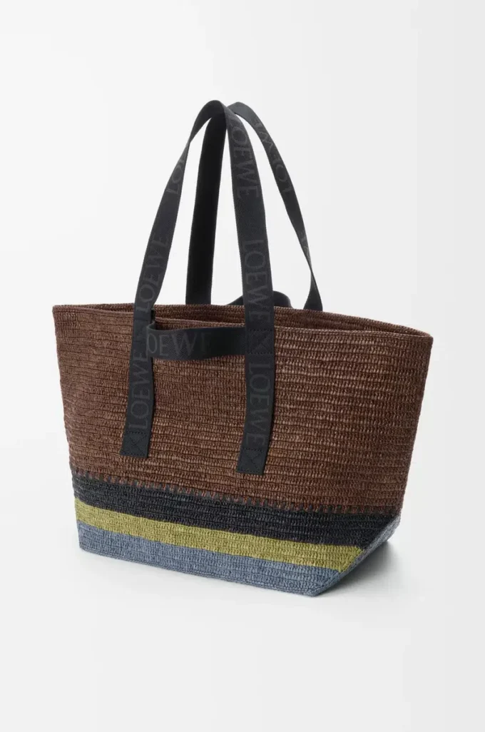 Fold Shopper in raffia Brown/Multicolor