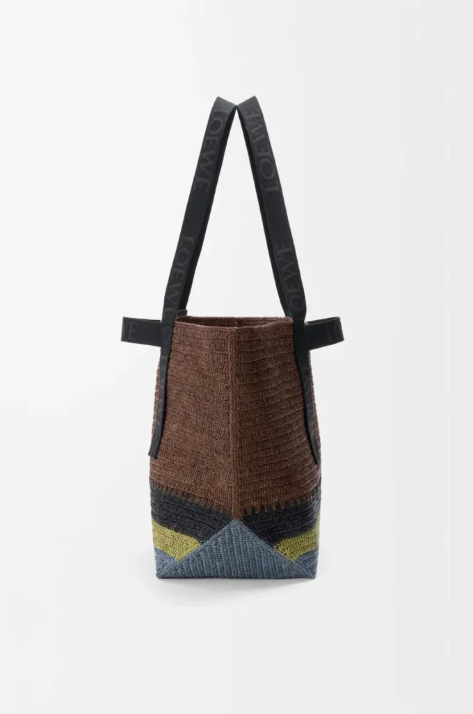 Fold Shopper in raffia Brown/Multicolor