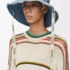 Frayed fisherman hat in denim and calfskin Blue Denim Frayed fisherman hat in denim and calfskin Blue Denim