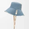 Frayed fisherman hat in denim and calfskin Blue Denim Frayed fisherman hat in denim and calfskin Blue Denim