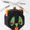 Futurist Cat bauble in blown glass Black/Green