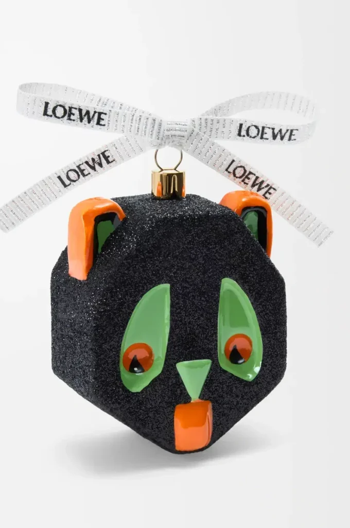 Futurist Cat bauble in blown glass Black/Green