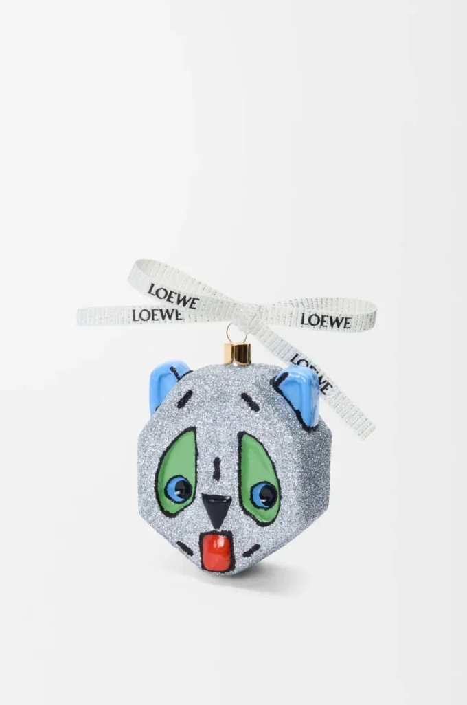 Futurist Cat bauble in blown glass White
