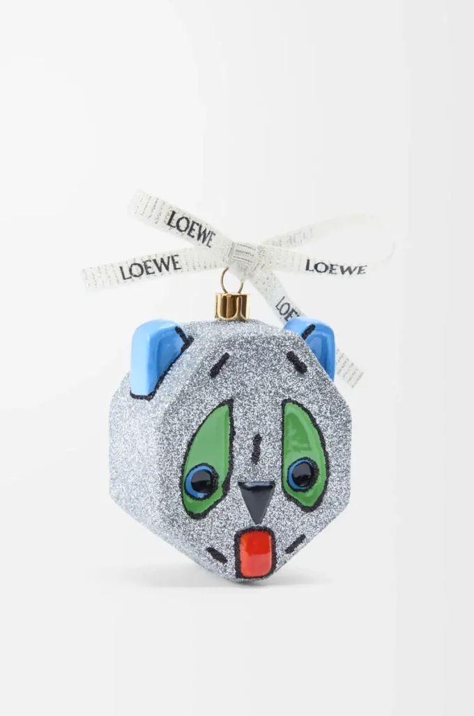 Futurist Cat bauble in blown glass White