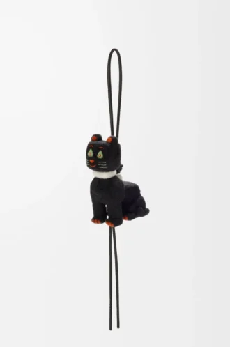 Futurist Cat charm in felt Black/Orange