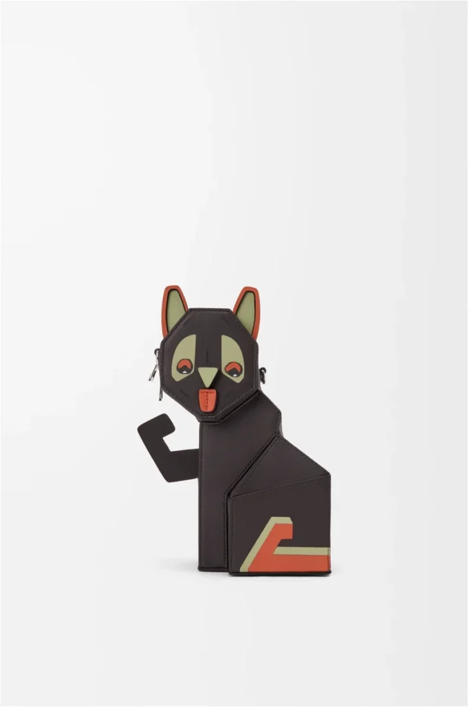Futurist Cat clutch in classic calfskin Dark Taupe Futurist Cat clutch in classic calfskin Dark Taupe