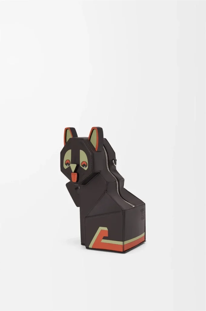 Futurist Cat clutch in classic calfskin Dark Taupe Futurist Cat clutch in classic calfskin Dark Taupe