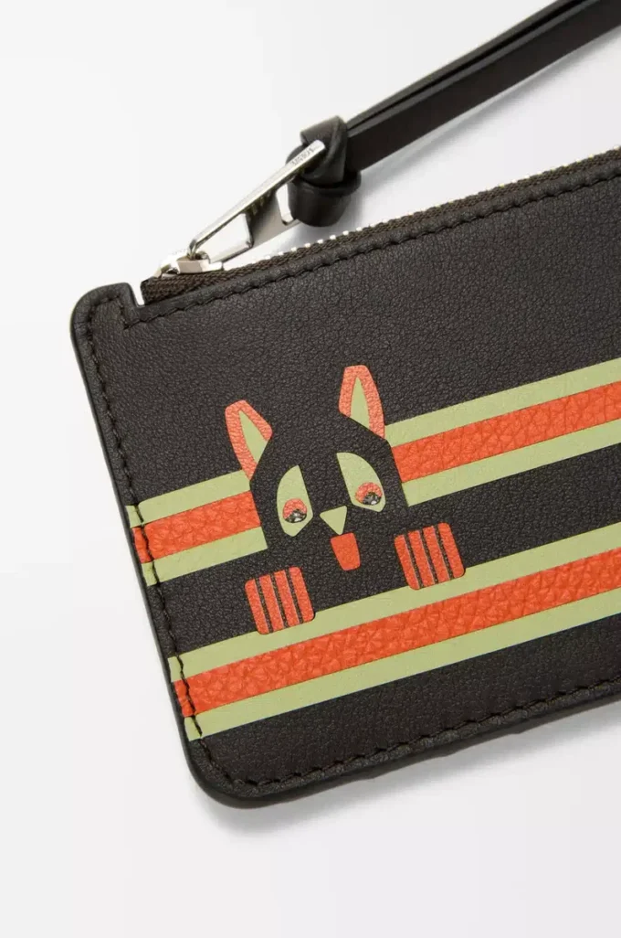 Futurist Cat coin cardholder in classic calfskin Dark Taupe/Orange Futurist Cat coin cardholder in classic calfskin Dark Taupe/Orange