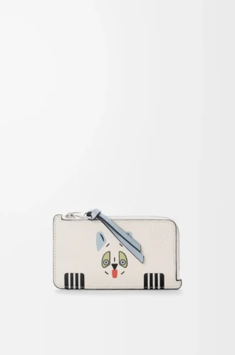 Futurist Cat coin cardholder in classic calfskin Soft White