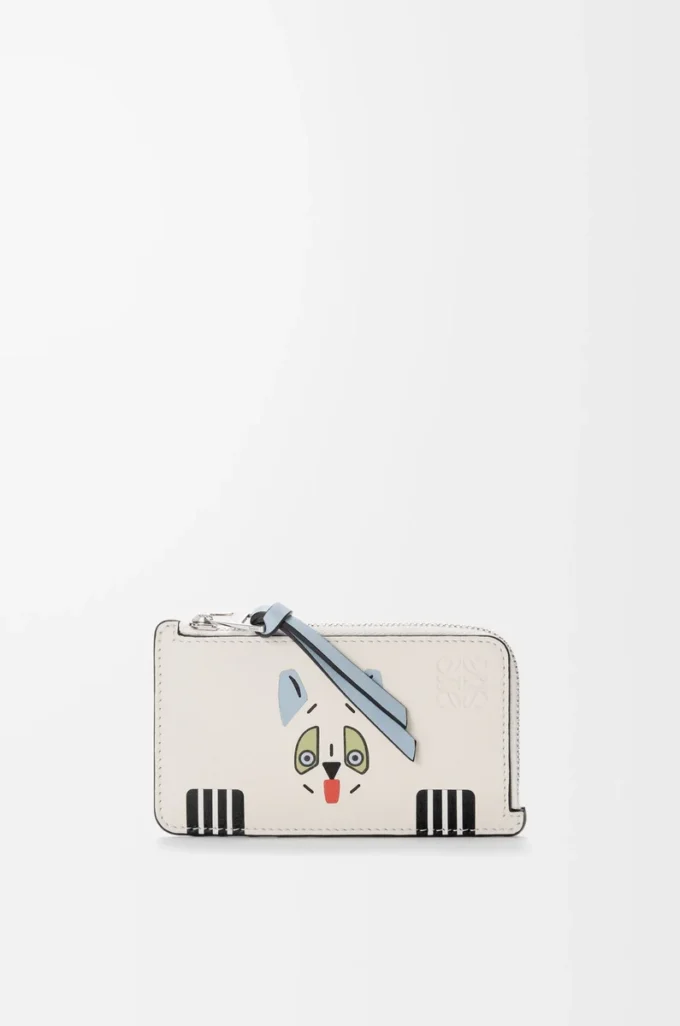 Futurist Cat coin cardholder in classic calfskin Soft White Futurist Cat coin cardholder in classic calfskin Soft White