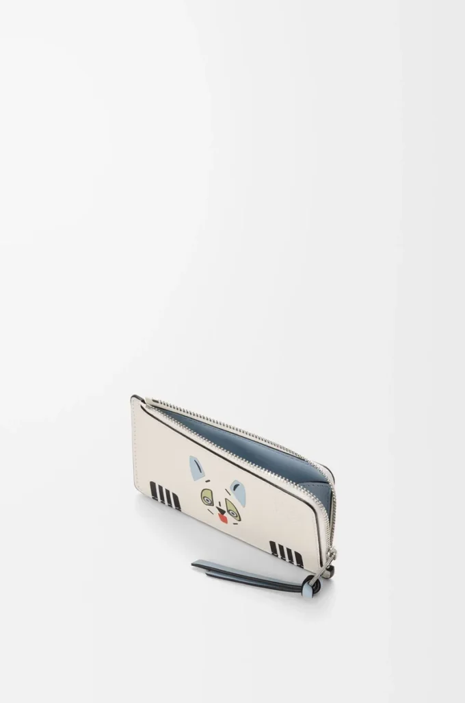 Futurist Cat coin cardholder in classic calfskin Soft White Futurist Cat coin cardholder in classic calfskin Soft White