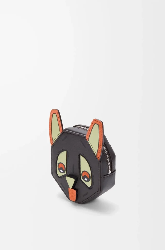 Futurist Cat coincase in classic calfskin Charcoal Futurist Cat coincase in classic calfskin Charcoal