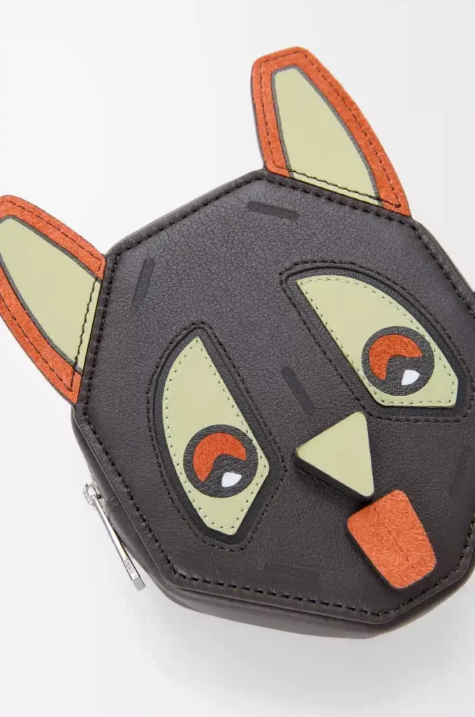 Futurist Cat coincase in classic calfskin Charcoal Futurist Cat coincase in classic calfskin Charcoal