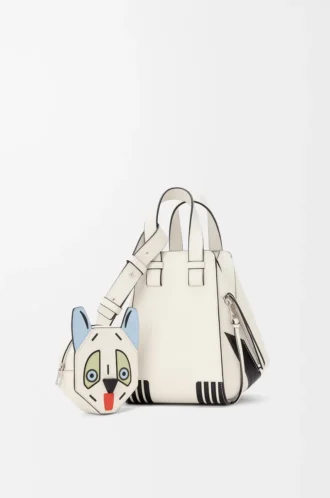 Futurist Cat compact Hammock bag in classic calfskin Soft White