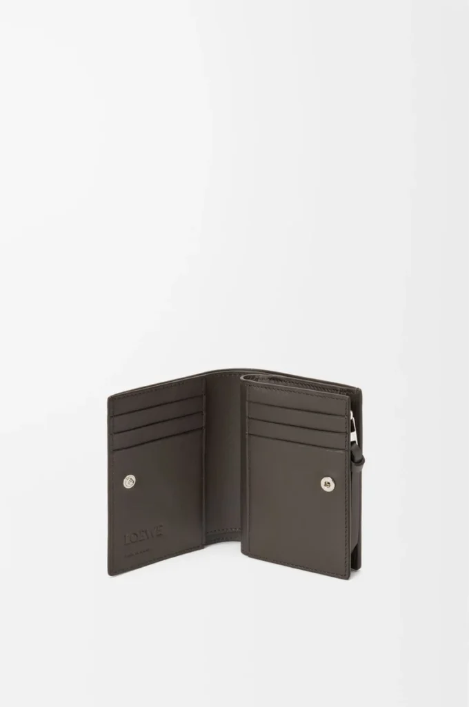 Futurist Cat compact wallet in classic calfskin Dark Taupe/Orange Futurist Cat compact wallet in classic calfskin Dark Taupe/Orange