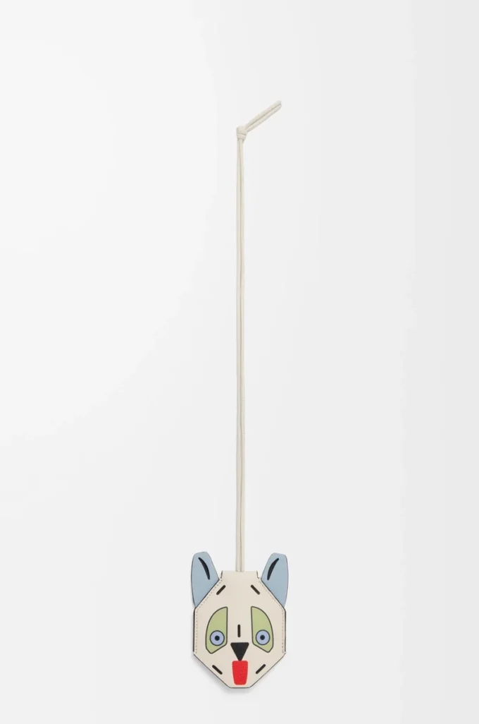Futurist Cat keyfob in calfskin White/Blue Futurist Cat keyfob in calfskin White/Blue