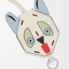 Futurist Cat keyfob in calfskin White/Blue Futurist Cat keyfob in calfskin White/Blue
