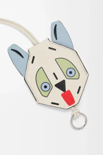 Futurist Cat keyfob in calfskin White/Blue
