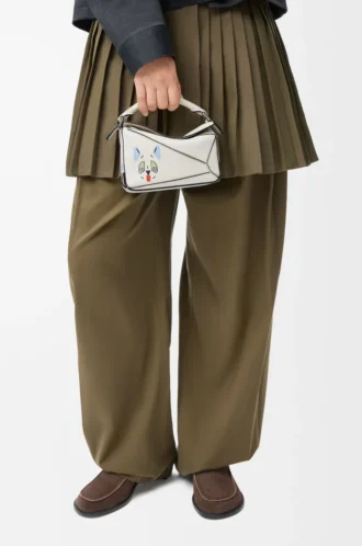 Futurist Cat mini Puzzle bag in classic calfskin Soft White