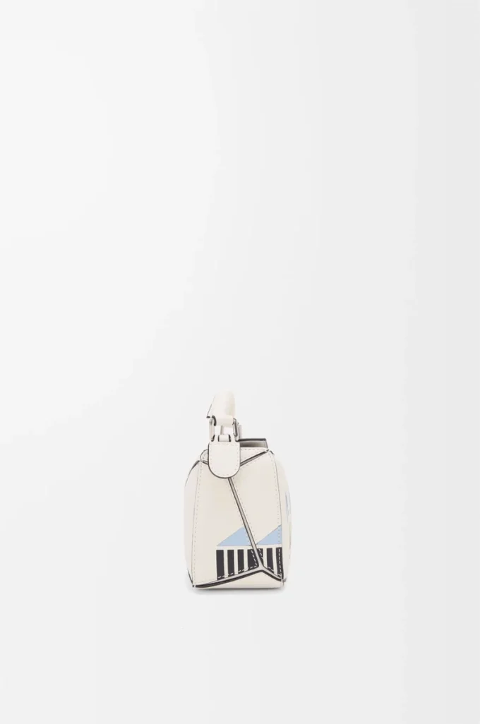 Futurist Cat mini Puzzle bag in classic calfskin Soft White