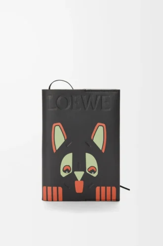 Futurist Cat notebook in calfskin Black/Multicolor