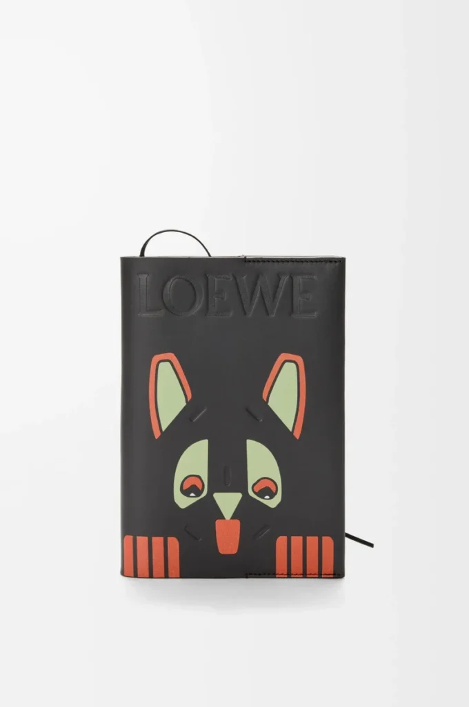 Futurist Cat notebook in calfskin Black/Multicolor
