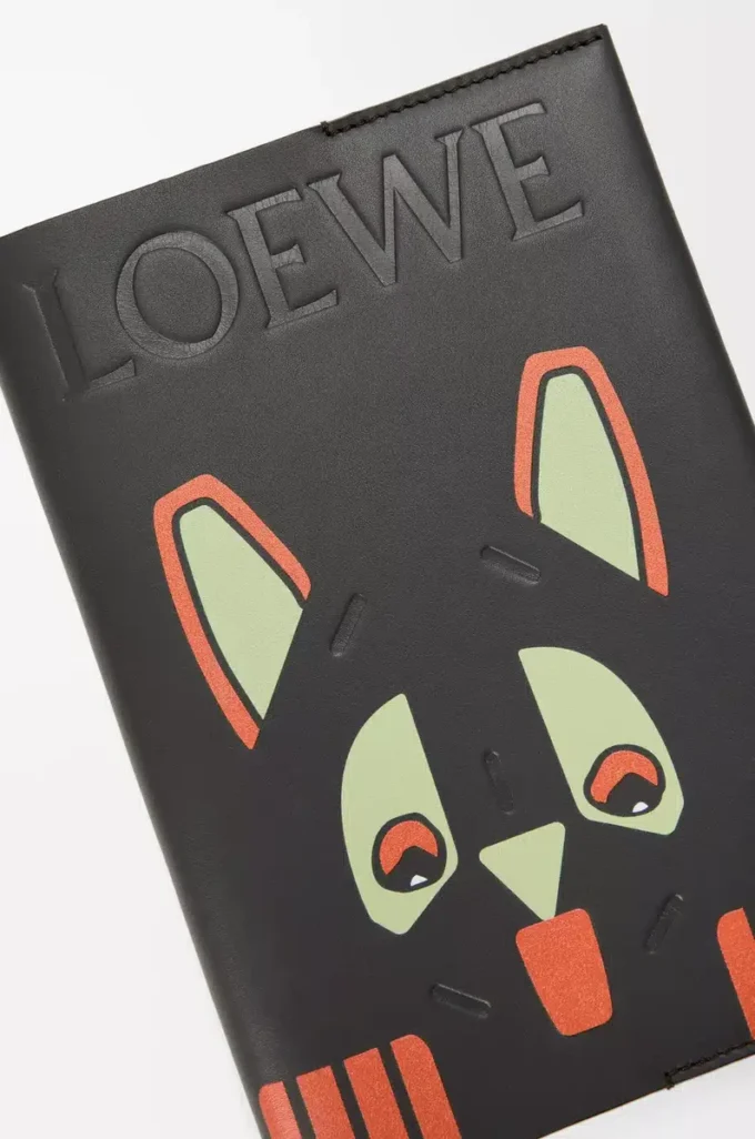 Futurist Cat notebook in calfskin Black/Multicolor