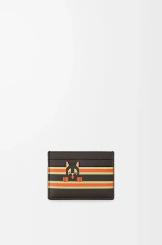 Futurist Cat plain cardholder in classic calfskin Dark Taupe/Orange