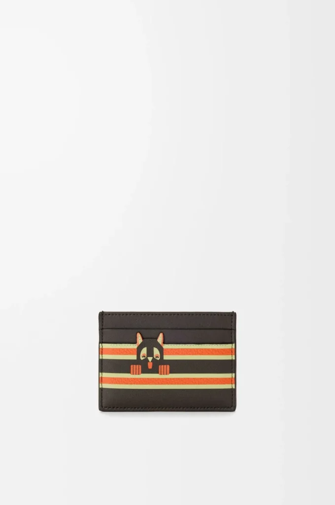 Futurist Cat plain cardholder in classic calfskin Dark Taupe/Orange Futurist Cat plain cardholder in classic calfskin Dark Taupe/Orange