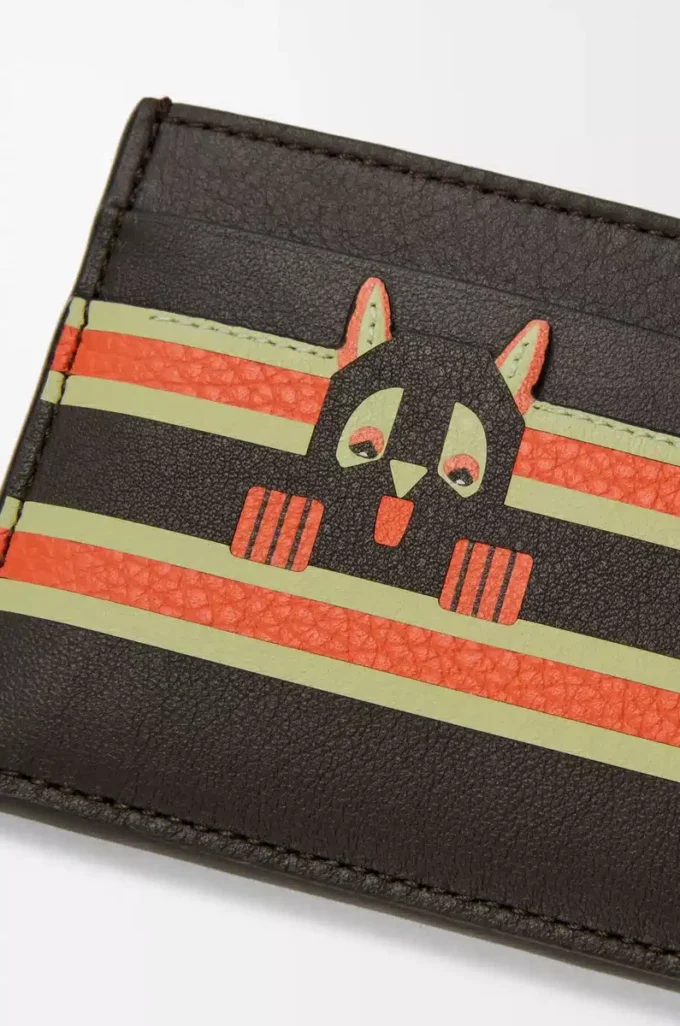Futurist Cat plain cardholder in classic calfskin Dark Taupe/Orange Futurist Cat plain cardholder in classic calfskin Dark Taupe/Orange